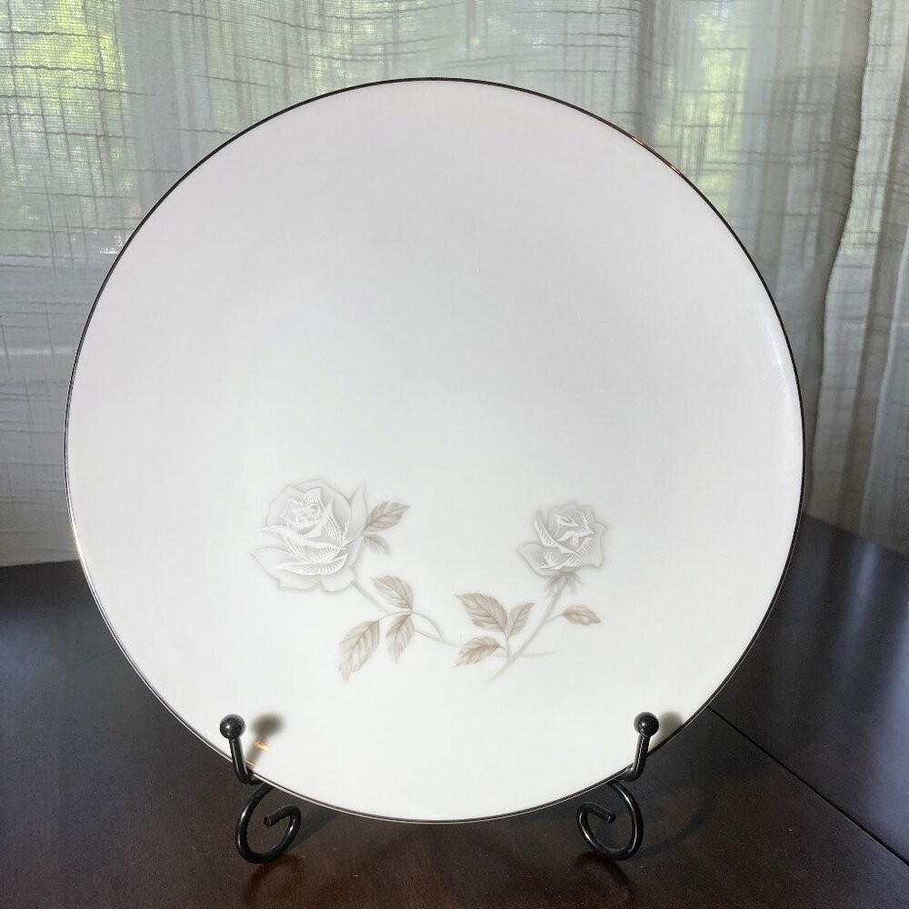 Vintage Noritake ROSAY China #6216 White and Gray Roses Salad Plate